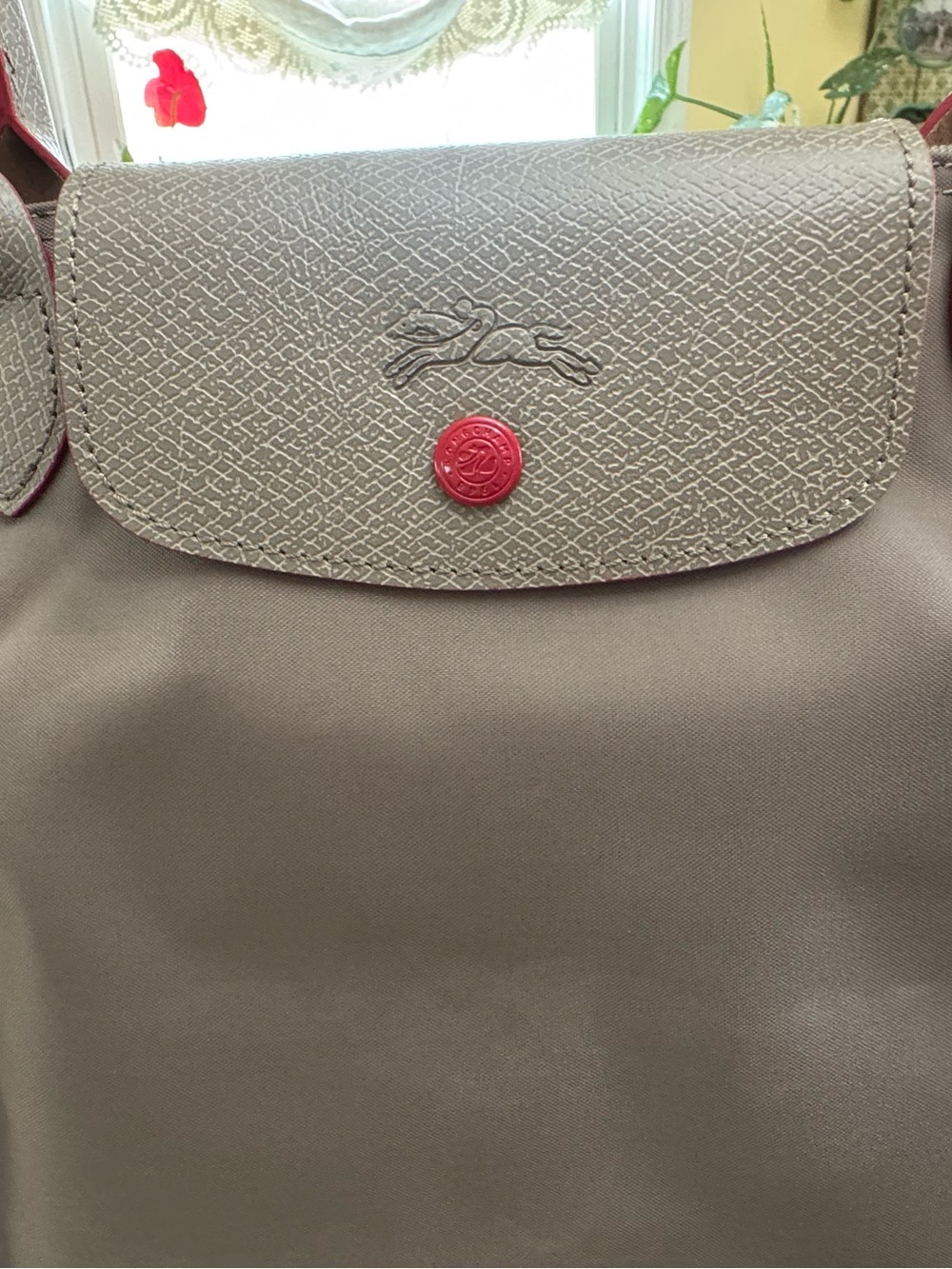 Longchamp Tote in Gray with Red Accents - Large - Picture 4 of 7